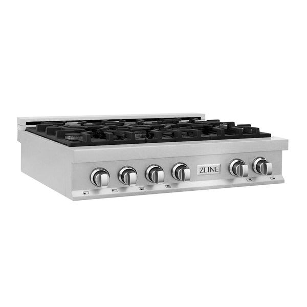 ZLINE 36 in. Legacy Gas Rangetop with 6 Burners and Porcelain Cooktop in Satin Stainless Steel, Open Box-Great Condition