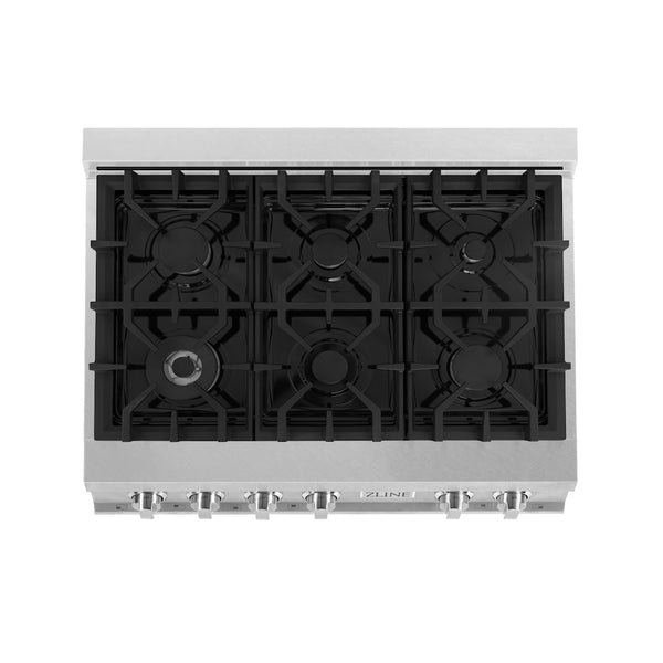 ZLINE 36 in. Legacy Gas Rangetop with 6 Burners and Porcelain Cooktop in Satin Stainless Steel, Open Box-Great Condition