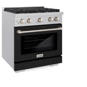 ZLINE 30 in. 4.2 cu. ft. Paramount Dual Fuel Range with 4 Burner Gas Cooktop and Electric Convection Oven in DuraSnow® Stainless Steel with Black Matte Door (SDRS-BLM-30)