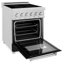 ZLINE 24 in. 2.8 cu. ft. Legacy Induction Range with 4 Element Cooktop and Electric Oven in Satin Stainless Steel and Black Matte Door, Open Box-Great Condition