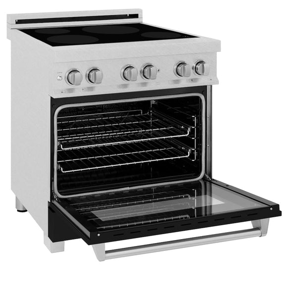 ZLINE 30 in. 4.0 cu. ft. Legacy Induction Range with 4 Element Cooktop and Electric Oven in Satin Stainless Steel and Black Matte Door, Open Box-Good Condition