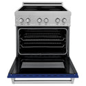 ZLINE 30 in. 4.0 cu. ft. Legacy Induction Range with 4 Element Cooktop and Electric Oven in Satin Stainless Steel and Blue Gloss Door, Open Box-Great Condition