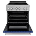 ZLINE 30 in. 4.0 cu. ft. Legacy Induction Range with 4 Element Cooktop and Electric Oven in Satin Stainless Steel and Blue Gloss Door, Open Box-Good Condition