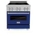 ZLINE 30 in. 4.0 cu. ft. Legacy Induction Range with 4 Element Cooktop and Electric Oven in Satin Stainless Steel and Blue Gloss Door, Open Box-Great Condition