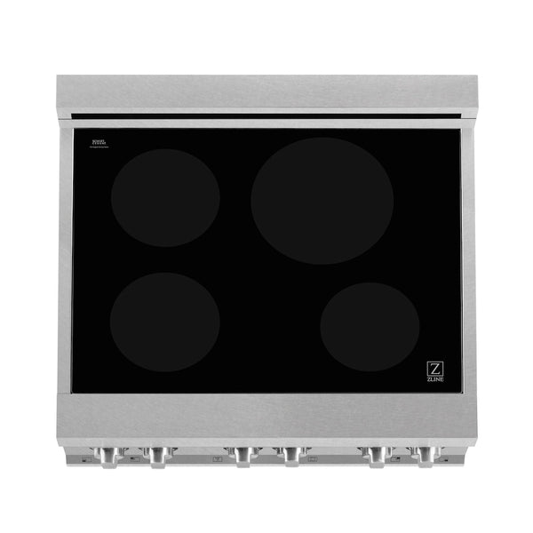 ZLINE 30 in. 4.0 cu. ft. Legacy Induction Range with 4 Element Cooktop and Electric Oven in Satin Stainless Steel and Blue Gloss Door, Open Box-Great Condition