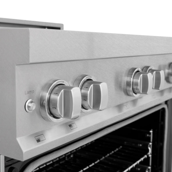 ZLINE 36 in. 4.6 cu. ft. Legacy Induction Range with 5 Element Cooktop and Electric Oven in Satin Stainless Steel and Blue Gloss Door, Open Box-Great Condition