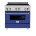 ZLINE 36 in. 4.6 cu. ft. Legacy Induction Range with 5 Element Cooktop and Electric Oven in Satin Stainless Steel and Blue Matte Door, Open Box-Great Condition