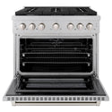 ZLINE 36 in. 5.2 cu. ft. Paramount Dual Fuel Range with 6 Burner Gas Cooktop and Electric Convection Oven in DuraSnow® Stainless Steel (SDRS-36)