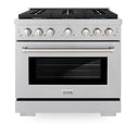 ZLINE 36 in. 5.2 cu. ft. Paramount Gas Range with 6 burner Cooktop and Convection Gas Oven in DuraSnow® Stainless Steel (SGRS-36)