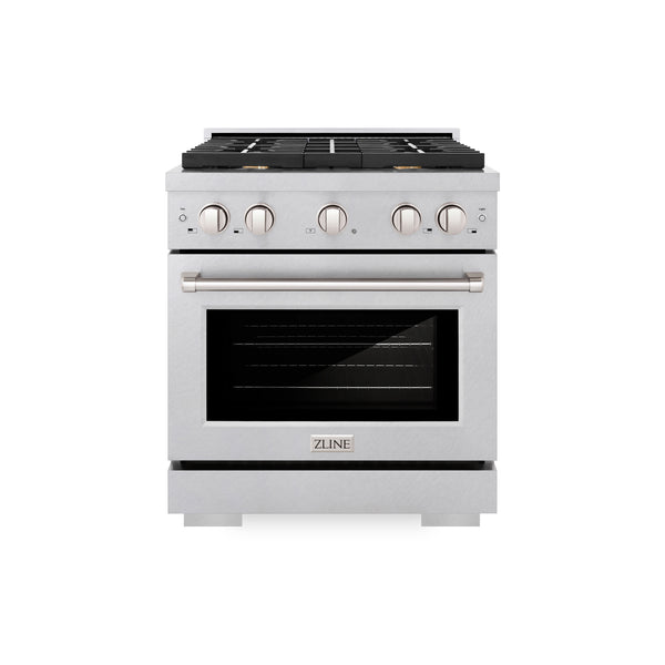 ZLINE 30 in. 4.2 cu. ft. Paramount Gas Range with Convection Gas Oven in DuraSnow® Stainless Steel with 4 Brass Burners (SGRS-BR-30)