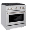 ZLINE 30 in. 4.2 cu. ft. Paramount Gas Range with Convection Gas Oven in DuraSnow® Stainless Steel with 4 Brass Burners (SGRS-BR-30)