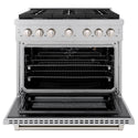 ZLINE 36 in. 5.2 cu. ft. Paramount Gas Range with Convection Gas Oven in DuraSnow® Stainless Steel with 6 Brass Burners (SGRS-BR-36)