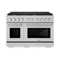 ZLINE 48 in. 6.7 cu. ft. Paramount Double Oven Gas Range in DuraSnow® Stainless Steel with 8 Brass Burners (SGRS-BR-48)