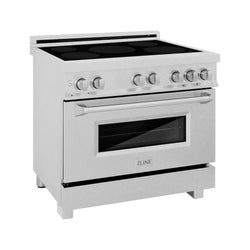ZLINE 36 in. 4.6 cu. ft. Legacy Induction Range with 5 Element Cooktop and Electric Oven in Satin Stainless Steel, Open Box-Great Condition