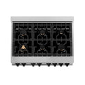 ZLINE Autograph Edition 36 in. 4.6 cu. ft. Legacy Dual Fuel Range with 6 Burner Gas Cooktop and Electric Convection Oven in Satin Stainless Steel with White Matte Door and Matte Black Accents, Open Box-Great Condition