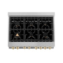 ZLINE Autograph Edition 36 in. 4.6 cu. ft. Legacy Dual Fuel Range with 6 Burner Gas Cooktop and Electric Convection Oven in Satin Stainless Steel with White Matte Door and Polished Gold Accents, Open Box-Great Condition