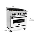 ZLINE Autograph Edition 30 in. 4.0 cu. ft. Legacy Dual Fuel Range with 4 Burner Gas Cooktop and Electric Convection Oven in Stainless Steel with White Matte Door and Matte Black Accents, Open Box-Great Condition