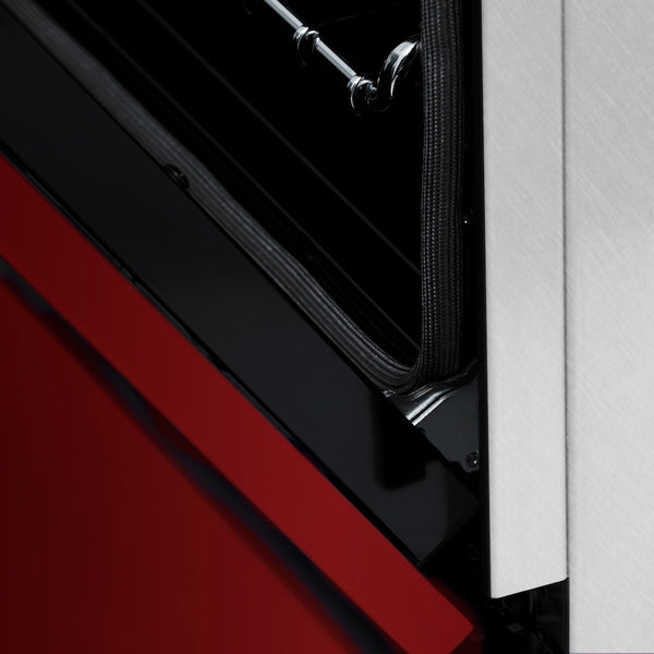 ZLINE 36 in. 4.6 cu. ft. Legacy Induction Range with 5 Element Cooktop and Electric Oven in Satin Stainless Steel and Red Gloss Door, Open Box-Great Condition
