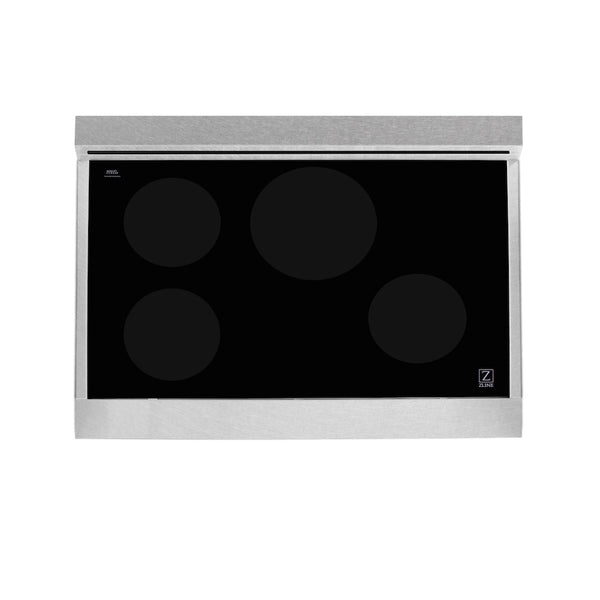 ZLINE 36 in. 4.6 cu. ft. Legacy Induction Range with 5 Element Cooktop and Electric Oven in Satin Stainless Steel and Red Gloss Door, Open Box-Great Condition