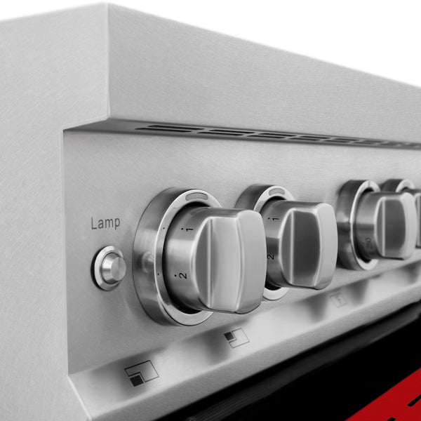 ZLINE 30 in. 4.0 cu. ft. Legacy Induction Range with 4 Element Cooktop and Electric Oven in Satin Stainless Steel and Red Gloss Door, Open Box-Great Condition
