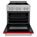ZLINE 30 in. 4.0 cu. ft. Legacy Induction Range with 4 Element Cooktop and Electric Oven in Satin Stainless Steel and Red Gloss Door, Open Box-Great Condition
