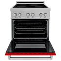 ZLINE 30 in. 4.0 cu. ft. Legacy Induction Range with 4 Element Cooktop and Electric Oven in Satin Stainless Steel and Red Gloss Door, Open Box-Good Condition