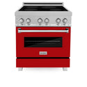 ZLINE 30 in. 4.0 cu. ft. Legacy Induction Range with 4 Element Cooktop and Electric Oven in Satin Stainless Steel and Red Gloss Door, Open Box-Great Condition