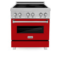 ZLINE 30 in. 4.0 cu. ft. Legacy Induction Range with 4 Element Cooktop and Electric Oven in Satin Stainless Steel and Red Gloss Door, Open Box-Good Condition