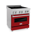 ZLINE 30 in. 4.0 cu. ft. Legacy Induction Range with 4 Element Cooktop and Electric Oven in Satin Stainless Steel and Red Gloss Door, Open Box-Great Condition