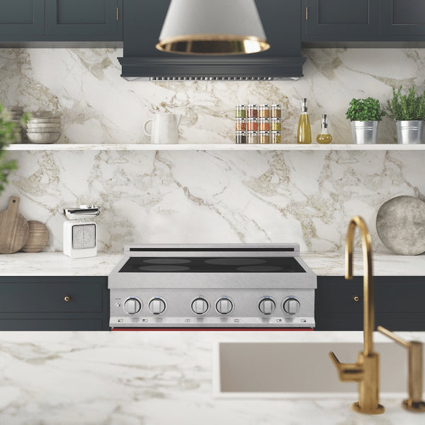 ZLINE 30 in. 4.0 cu. ft. Legacy Induction Range with 4 Element Cooktop and Electric Oven in Satin Stainless Steel and Red Gloss Door, Open Box-Great Condition