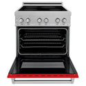 ZLINE 30 in. 4.0 cu. ft. Legacy Induction Range with 4 Element Cooktop and Electric Oven in Satin Stainless Steel and Red Matte Door, Open Box-Good Condition