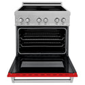 ZLINE 30 in. 4.0 cu. ft. Legacy Induction Range with 4 Element Cooktop and Electric Oven in Satin Stainless Steel and Red Matte Door, Open Box-Great Condition