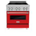 ZLINE 30 in. 4.0 cu. ft. Legacy Induction Range with 4 Element Cooktop and Electric Oven in Satin Stainless Steel and Red Matte Door, Open Box-Great Condition