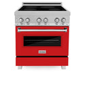ZLINE 30 in. 4.0 cu. ft. Legacy Induction Range with 4 Element Cooktop and Electric Oven in Satin Stainless Steel and Red Matte Door, Open Box-Good Condition