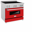 ZLINE 36 in. 4.6 cu. ft. Legacy Induction Range with 5 Element Cooktop and Electric Oven in Satin Stainless Steel and Red Matte Door, Open Box-Great Condition