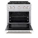 ZLINE 30 in. 4.2 cu. ft. Paramount Dual Fuel Range with 4 Burner Gas Cooktop and Electric Convection Oven in DuraSnow® Stainless Steel with White Matte Door (SDRS-WM-30)