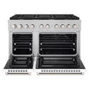 ZLINE 48 in. 6.7 cu. ft. Paramount Double Oven Dual Fuel Range with 8 Burner Gas Cooktop in DuraSnow® Stainless Steel with White Matte Doors (SDRS-WM-48)