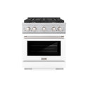 ZLINE 30 in. 4.2 cu. ft. Paramount Gas Range with 4 Burner Cooktop and Convection Gas Oven in DuraSnow® Stainless Steel with White Matte Door (SGRS-WM-30)