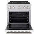 ZLINE 30 in. 4.2 cu. ft. Paramount Gas Range with 4 Burner Cooktop and Convection Gas Oven in DuraSnow® Stainless Steel with White Matte Door (SGRS-WM-30)