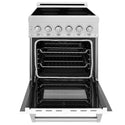 ZLINE 24 in. 2.8 cu. ft. Legacy Induction Range with 4 Element Cooktop and Electric Oven in Satin Stainless Steel and White Matte Door, Open Box-Good Condition