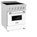 ZLINE 24 in. 2.8 cu. ft. Legacy Induction Range with 4 Element Cooktop and Electric Oven in Satin Stainless Steel and White Matte Door, Open Box-Great Condition