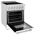 ZLINE 24 in. 2.8 cu. ft. Legacy Induction Range with 4 Element Cooktop and Electric Oven in Satin Stainless Steel and White Matte Door, Open Box-Great Condition
