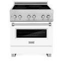 ZLINE 30 in. 4.0 cu. ft. Legacy Induction Range with 4 Element Cooktop and Electric Oven in Satin Stainless Steel and White Matte Door, Open Box-Good Condition