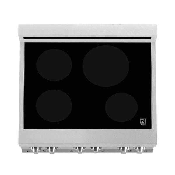 ZLINE 30 in. 4.0 cu. ft. Legacy Induction Range with 4 Element Cooktop and Electric Oven in Satin Stainless Steel and White Matte Door, Open Box-Good Condition