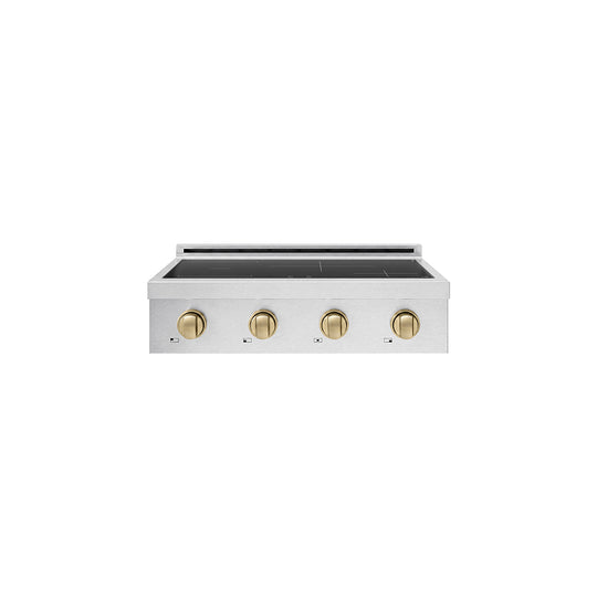 ZLINE Autograph Edition 30 in. Paramount Induction Rangetop with 4 Element Cooktop in Satin Stainless Steel and Champagne Bronze Accents (SINRTSZ-30-CB)