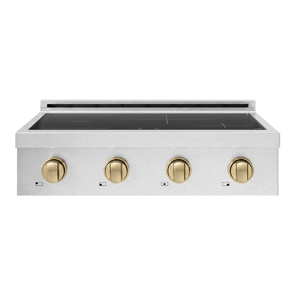 ZLINE Autograph Edition 30 in. Paramount Induction Rangetop with 4 Element Cooktop in Satin Stainless Steel and Champagne Bronze Accents (SINRTSZ-30-CB)