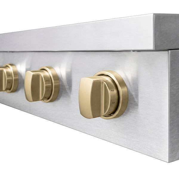 ZLINE Autograph Edition 36 in. Paramount Induction Rangetop with 5 Element Cooktop in Satin Stainless Steel and Champagne Bronze Accents (SINRTSZ-36-CB)
