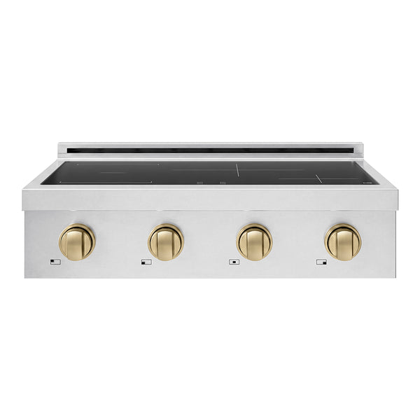ZLINE Autograph Edition 30 in. Paramount Induction Rangetop with 4 Element Cooktop in Stainless Steel and Champagne Bronze Accents (SINRTZ-30-CB)