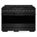ZLINE 48 in. 6.7 cu. ft. Marino Double Oven Dual Fuel Range with 8 Burner Gas Cooktop in Black Stainless Steel (MDRB-48)