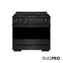 ZLINE 36 in. 5.2 cu. ft. Marino Dual Fuel Range with 6 Burner DuoPro™ Cooktop and Electric Convection Oven in Black Stainless Steel (PMDRB-36)